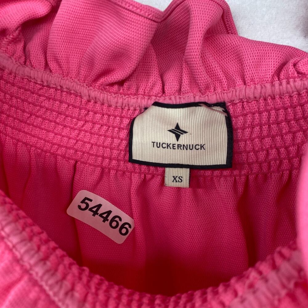 TUCKERNUCK Top XS Shirred Ruffle Off the Shoulder Long Sleeve Blouse Pink - Picture 13 of 13